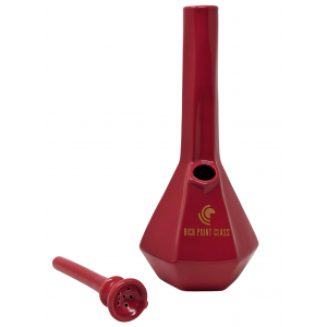 10" High Point Glass Diamond Cut Beaker Ceramic Water Pipe - [2200]